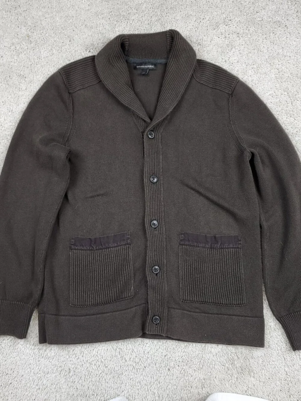 Banana Republic Olive Green Cardigan Mens Size Large L/G Olive Green Brown USA